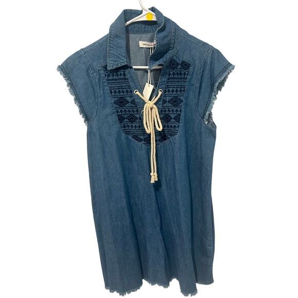 NWT Urban Bliss embroidered jean dress size 14 - Picture 1 of 3